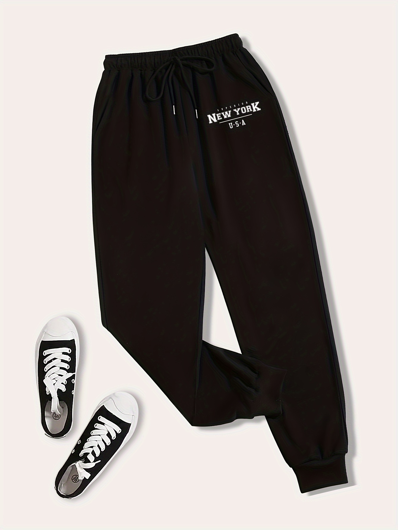 Loose Fit Printed Sweatpants - Black/New York City - Men
