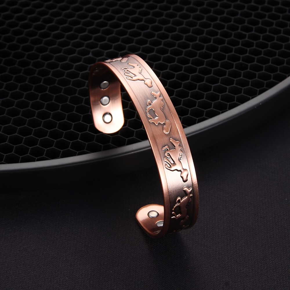 Men's Copper Magnetic Bangle Ultra Strength Magnets Large Adjustable Bracelet