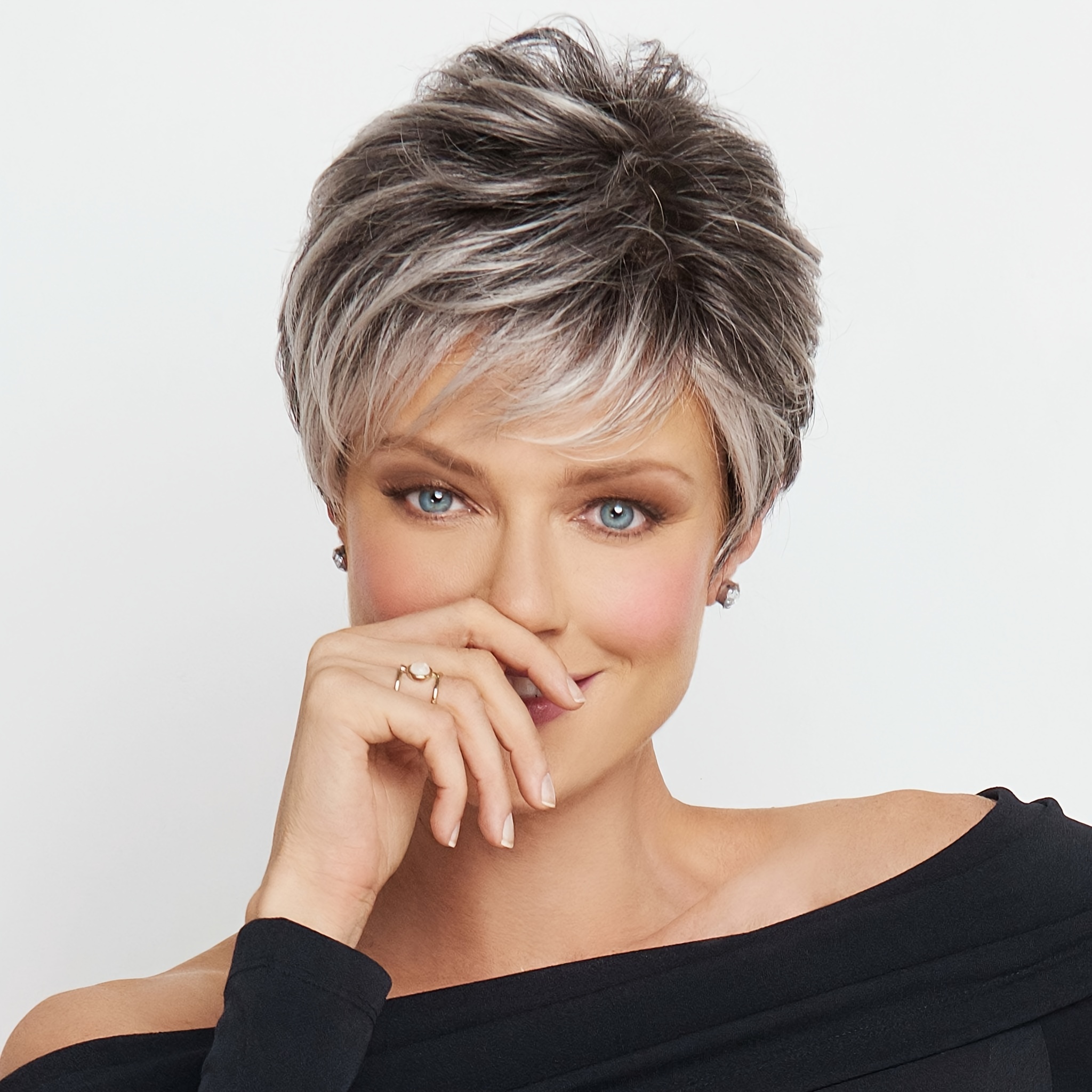 Short Pixie Cut Human Hair Wigs For Women Machine Made Natural Color ...