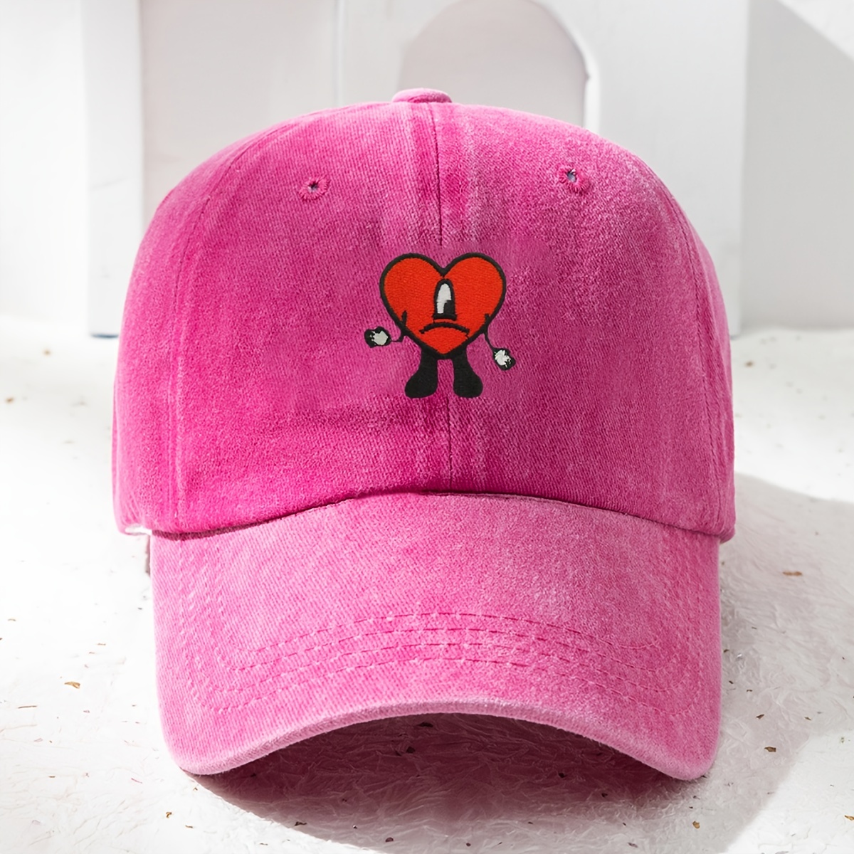 Heart Little Man Bad Rabbit Baseball Cap Candy Distressed Cartoon Sports Hat