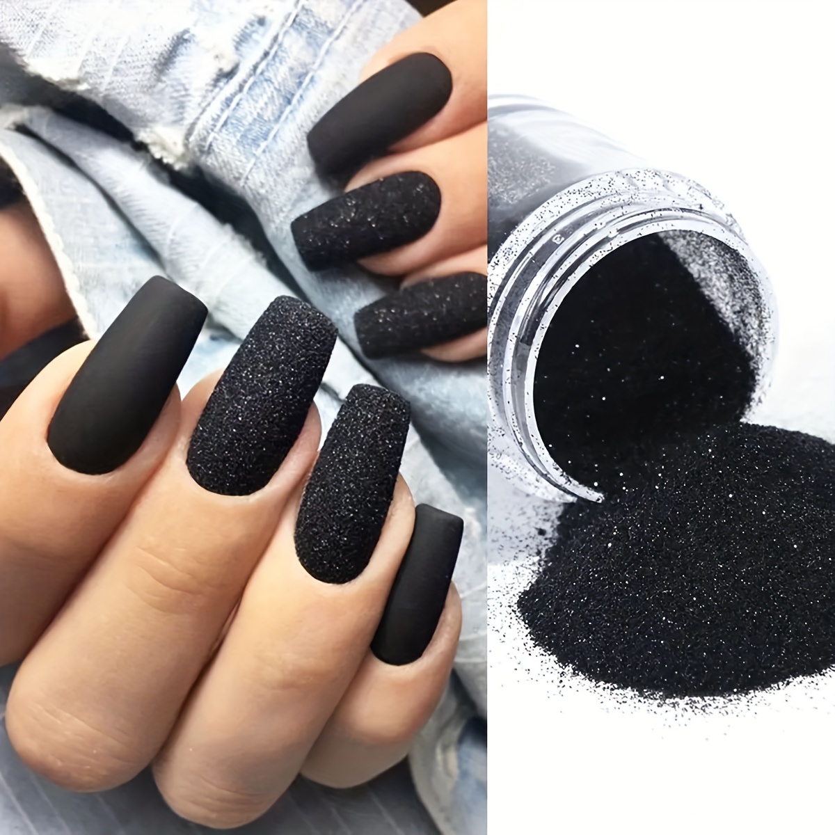 2pcs Nail Glitter Sugar Powder Balck White Dip Powder Candy Sand Nail  Pigment Winter Design Rub Dust Manicure Tools