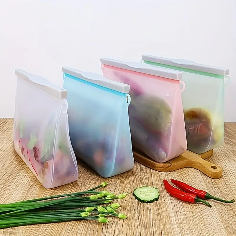 Silicone Food Bags, Reusable Leak Proof Fresh-keeping Containers, Bpa Free  Self-sealing Fruit And Vegetable Freezer Bags, Stand Up Fresh Wrap Ziplock  Bag For Sandwich, Lunch, Meat, Sealed Sub-packaging Bag, Kitchen Supplies 