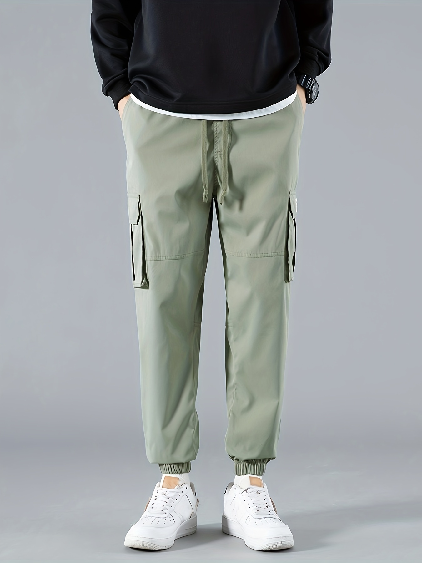Classic Design Multi Flap Pockets Solid Cargo Pants Men's - Temu
