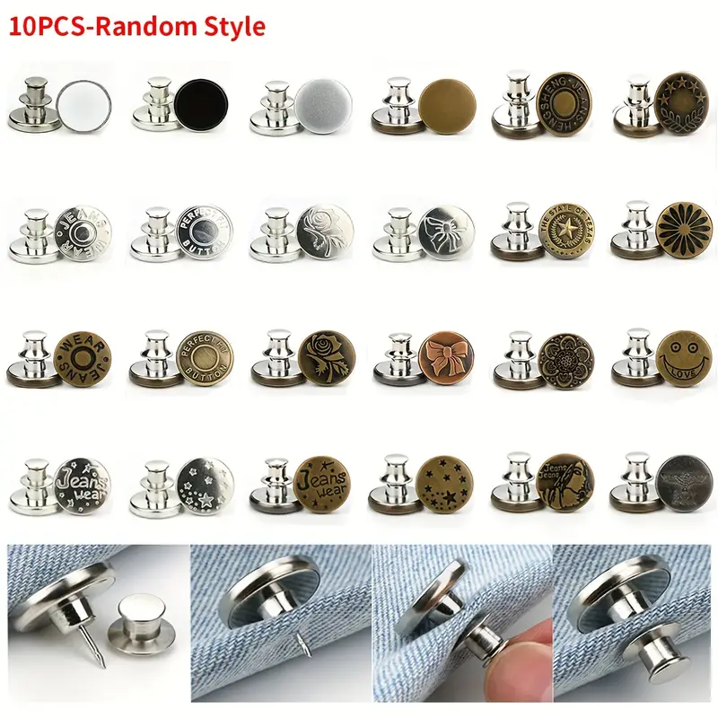 Random Style Button Pins For Jeans Jean Buttons Pins For - Temu