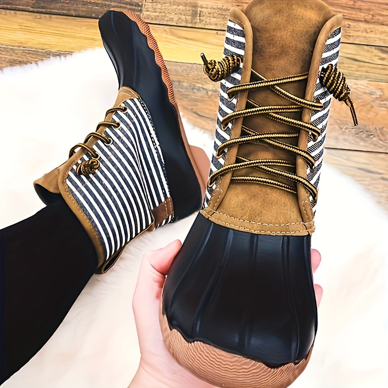 Striped shop duck boots