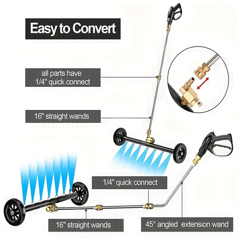 16 Pressure Washer Water Broom Undercarriage Cleaner Driveway Surface  Cleaner