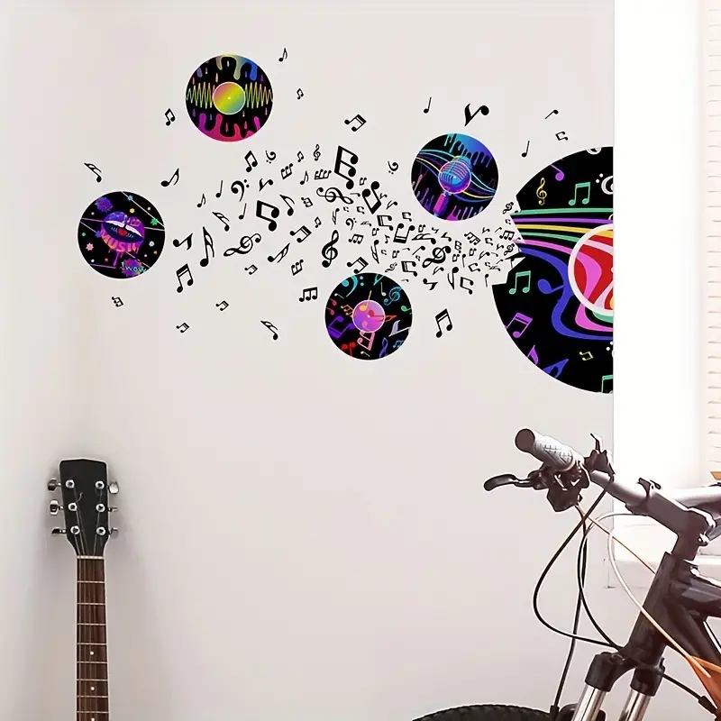 Msrahves Decorazione da Parete Musica pentagramma note musicali Rimovibile  Adesivi Muro Decorazione Murale Parati Poster, Per Camerette Bambini Camera