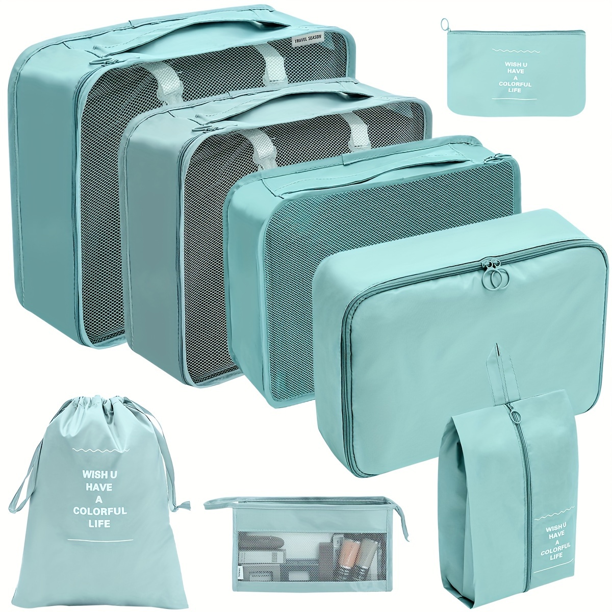 Solid Color Packing Cubes Travel Luggage Packing Organizers - Temu