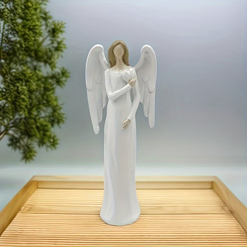 White Porcelain Angel With Heart Figurine