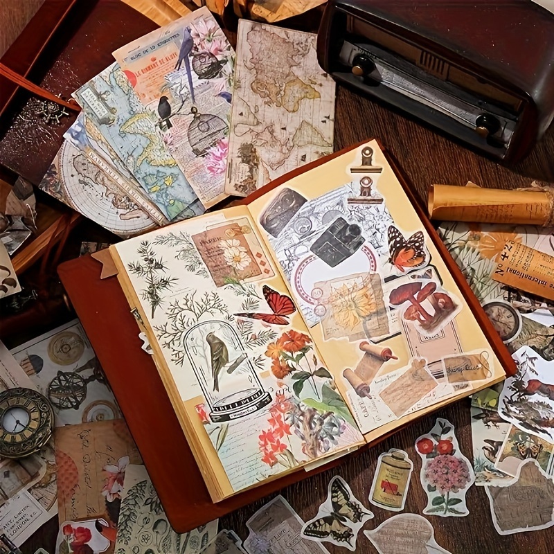 100pcs Vintage Scrapbook Washi Stickers Aesthetic Ephemera Scrapbooking  Supplies Stationary Junk Journal For Bullet Journals