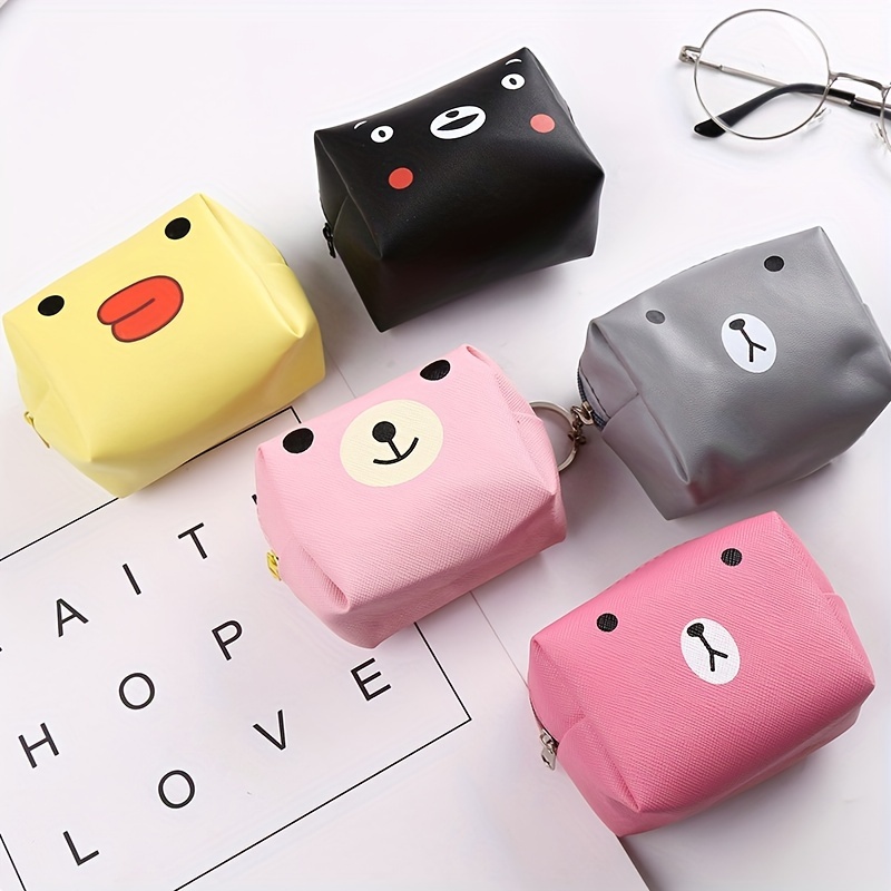 Cheap pu Leather Cute Mini Wallet bear Coin Purse Zipper Coin