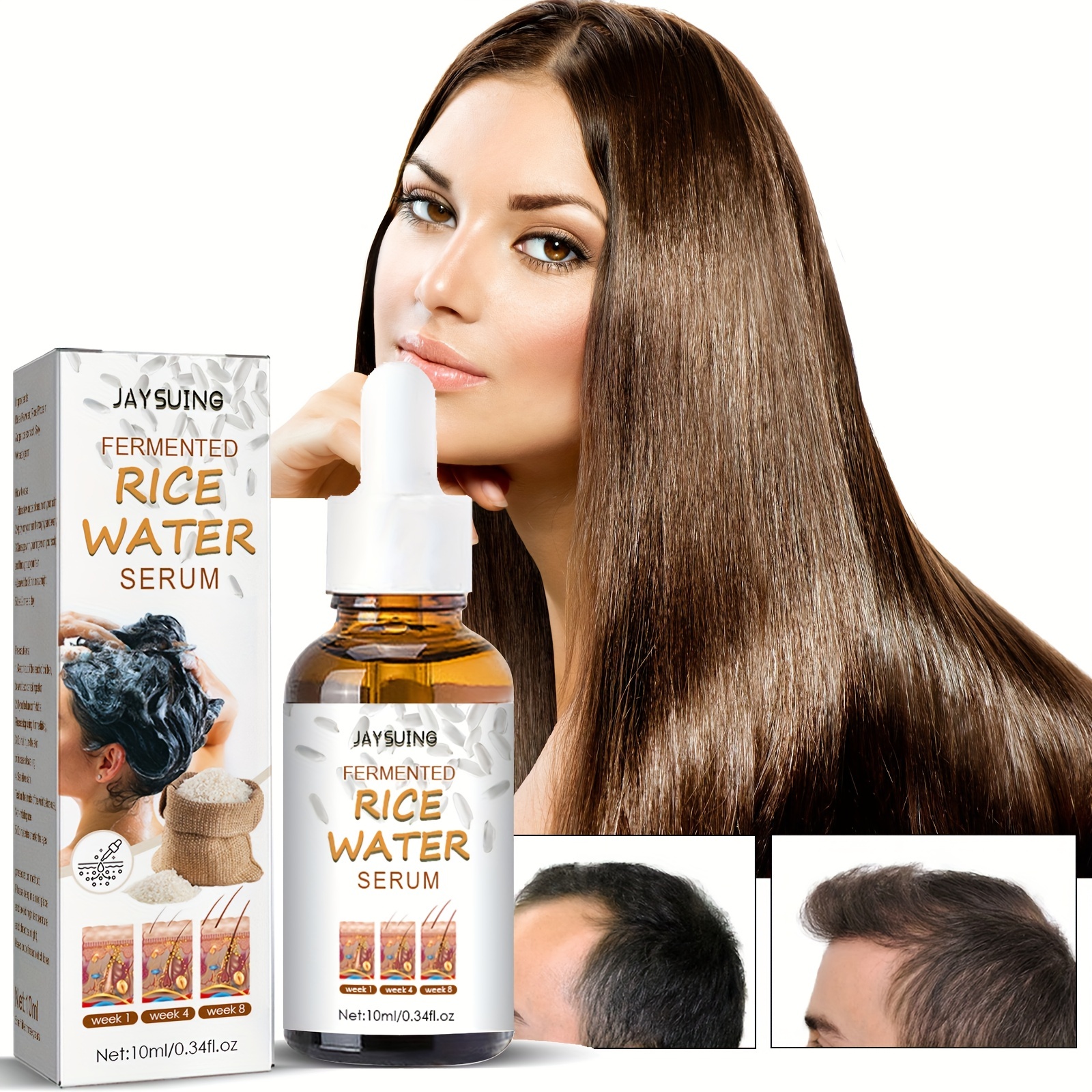 

1pcs/2pcs Fermented Rice Water Hair Oil Gently Moisturizes Hair, Perm Dye, Damaged Essential Oil Repairs Frizziness