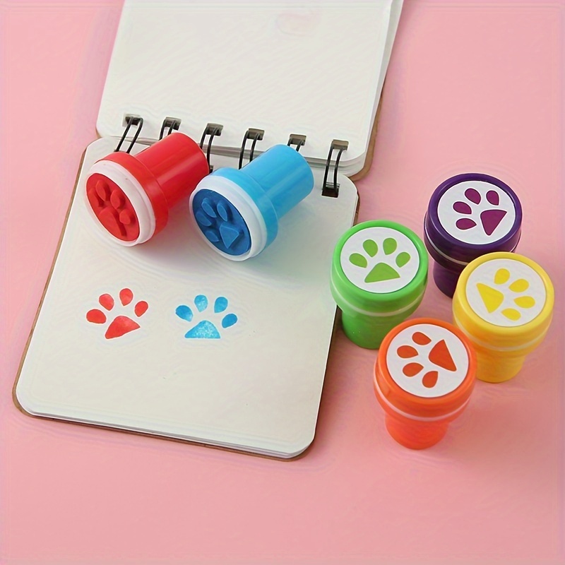 Dog Paw Print Stamp Self Inking Stamps Teacher Mini Stamps Colorful Stamp  Party Favors Assorted Stamp Set for Classroom Party Educational Learning