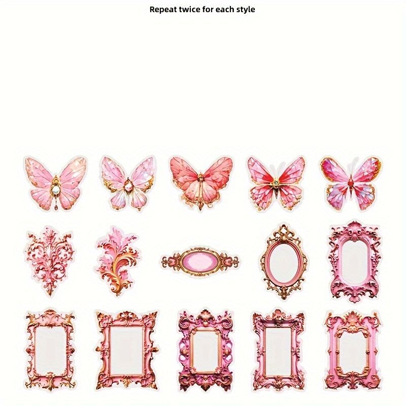 30pcs Dreamy Baroque Border Butterfly Stickers DIY Decor