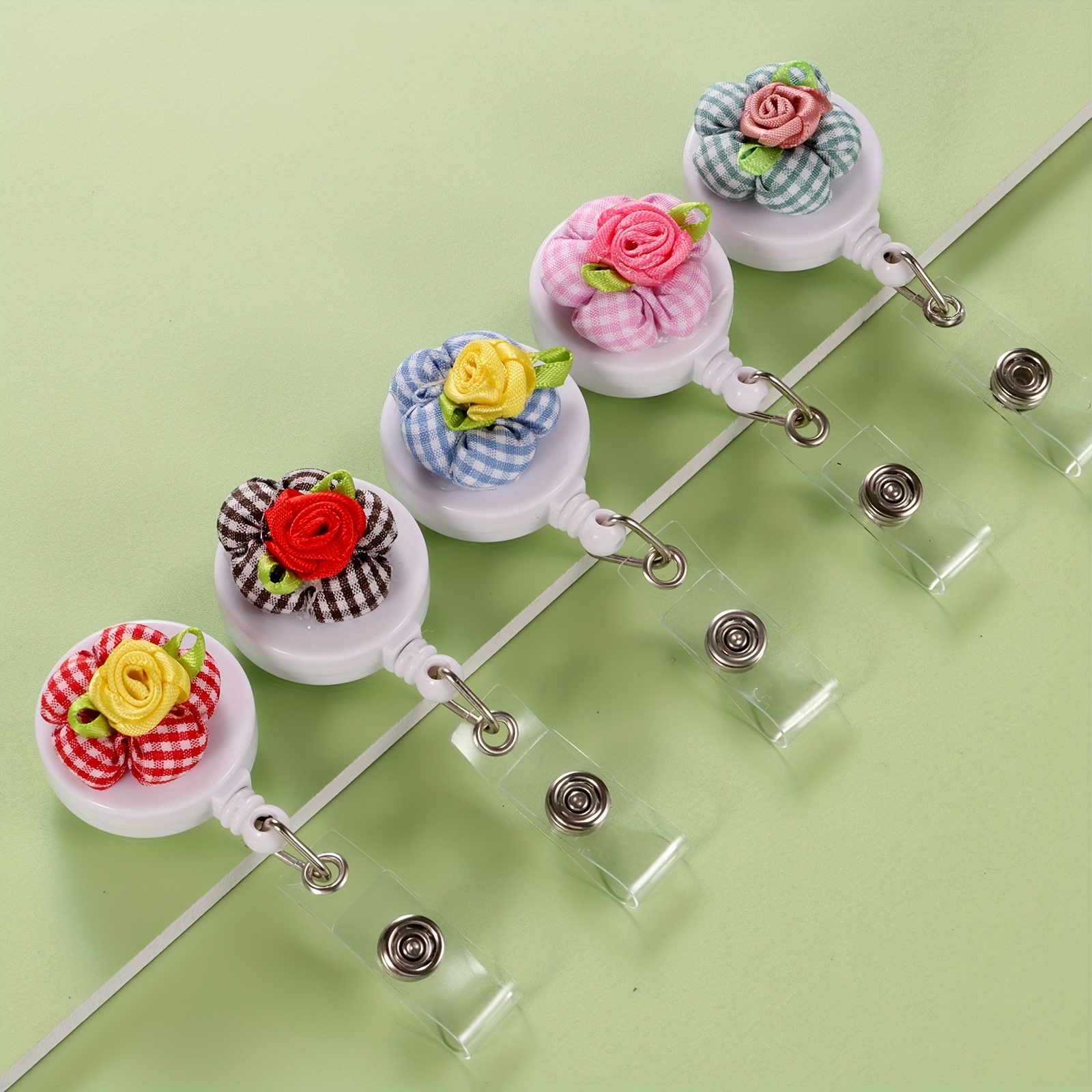 Flower Badge Reels Retractable Badge Holders Id Badge - Temu