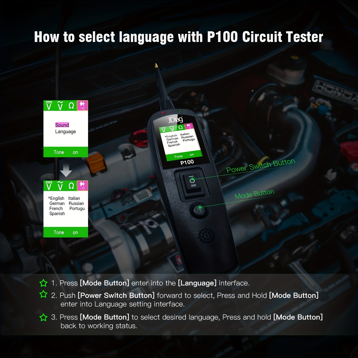 TuNan Testeur de circuit de voiture 6 V-12 V-24 V DC, test de continuité de  tension automatique professionnel, lumière de test de tension électrique