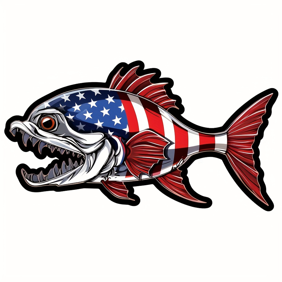 American Flag Fish Bone Stickers Patriotic Fishing Stickers - Temu