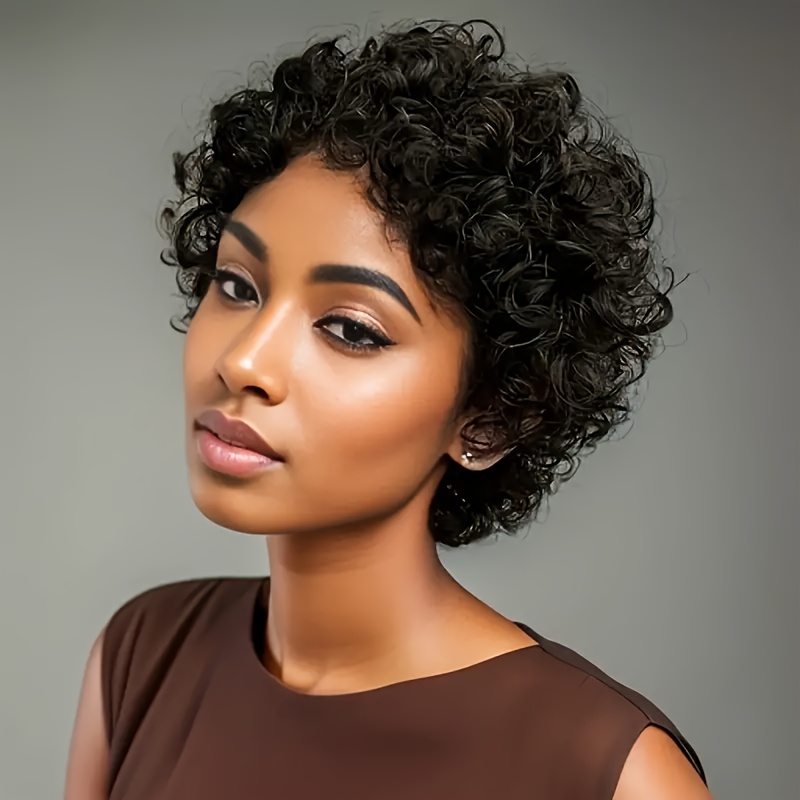 Short Curly Human Hair Wigs For Women Deep Curly Wigs Pixie - Temu