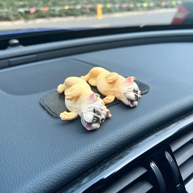 Car Interior Decoration Cute Resin Sleeping Pet Bulldog - Temu