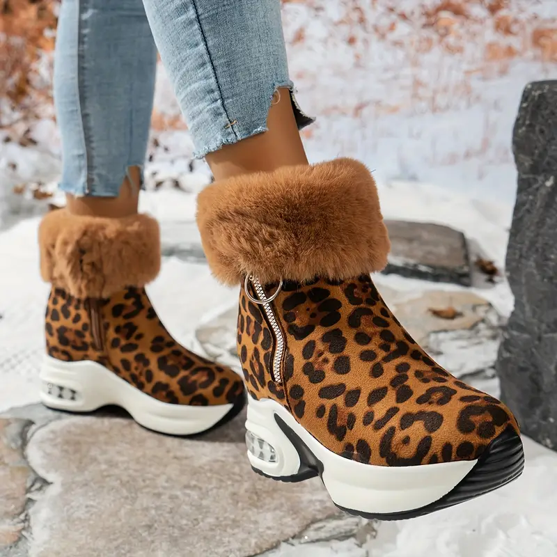 womens platform snow boots casual side zipper plush lined boots comfortable winter boots details 23