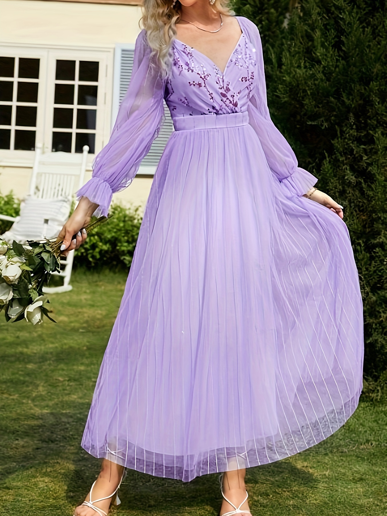 Long sleeve shop lavender maxi dress