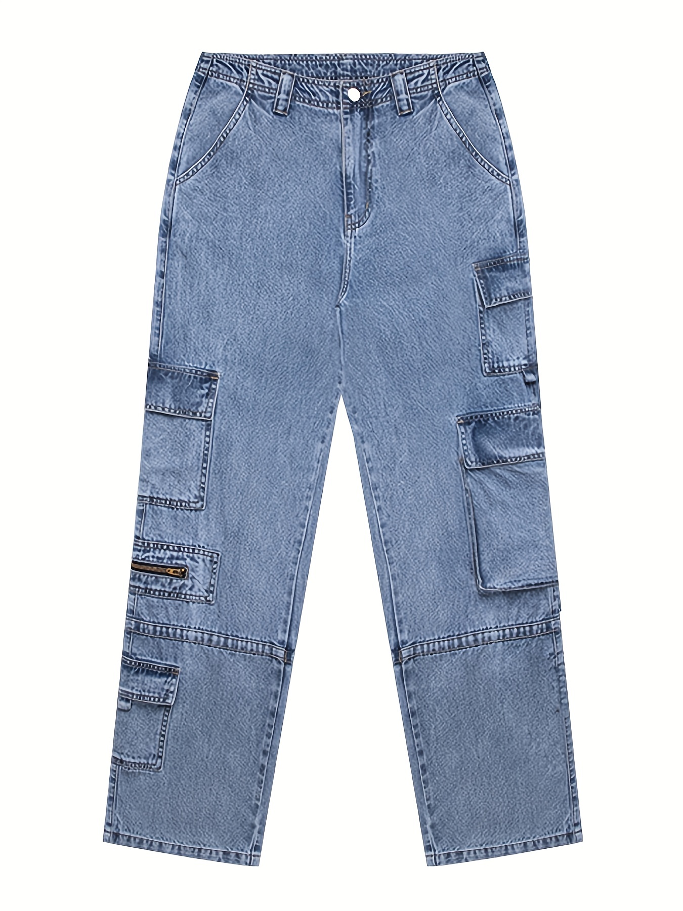 Jeans baggy vintage para mulheres, calças largas de cintura alta, calças  jeans elásticas, roupas casuais, grandes