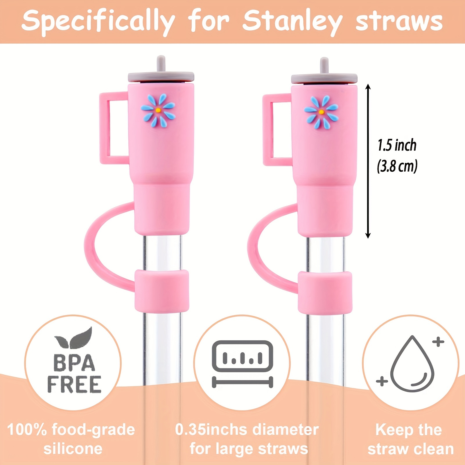 7 PCS for Stanley Cup Accessory, 2 Reusable Replacement Silicone  Straws Clear for Stanley 40 oz 30 oz Cup Tumbler, 4 Straw Tip Covers and 1  Clear Protective Silicone Boot: Tumblers & Water Glasses