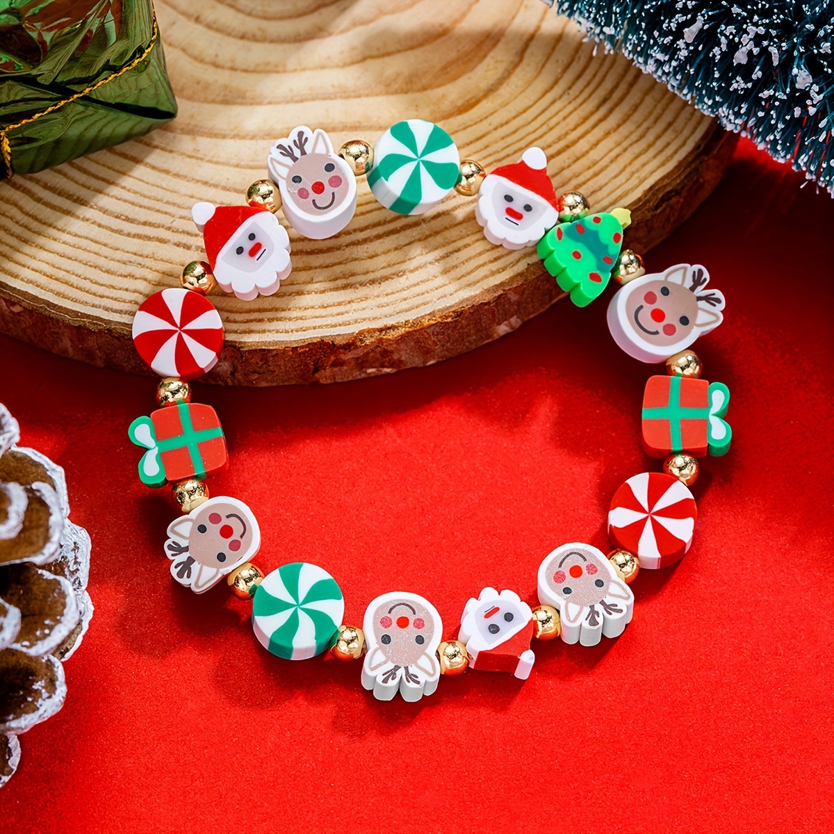 Santa's Workshop Large Bead All Clay Bracelet