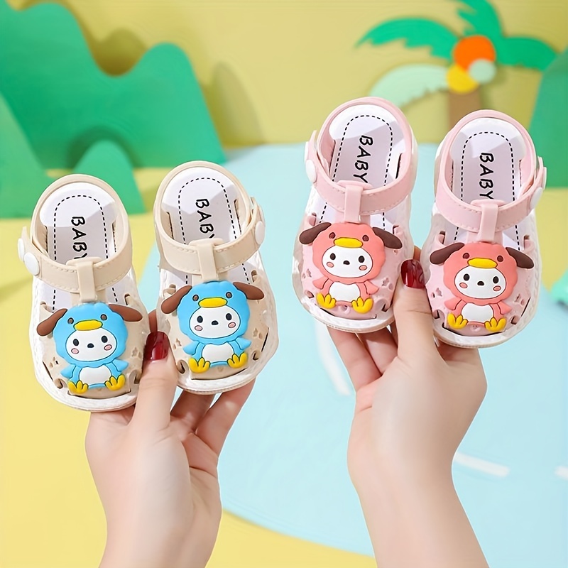 Baby Boys Cartoon Rabbit & Letter Graphic Color Block Hook-and-loop  Fastener Fashionable Sandals For Summer