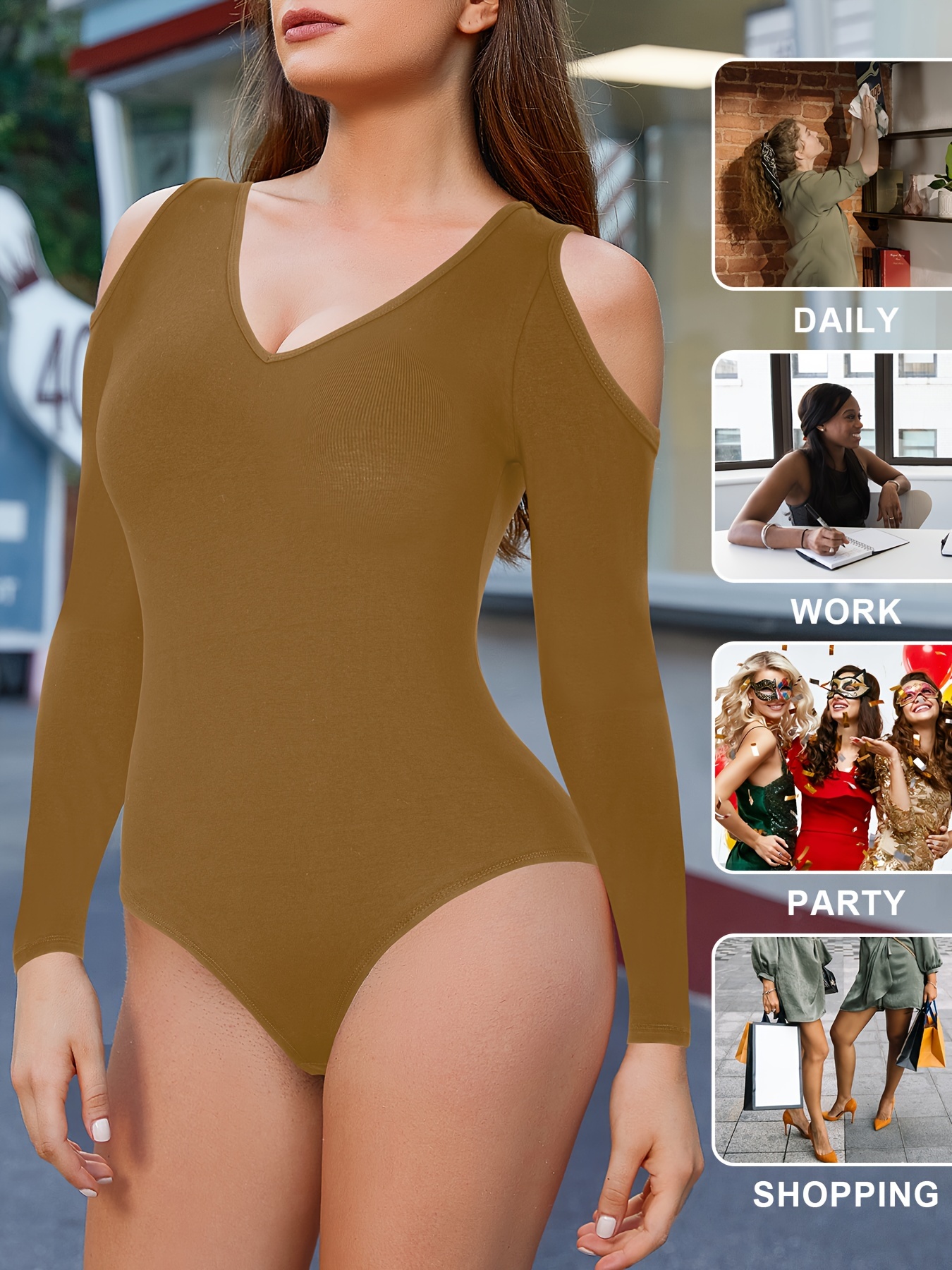 V Neck Spaghetti Strap Bodysuits Compression Body Suits Open Crotch  Shapewear Slimming Body Shaper Smooth Out Bodysuit