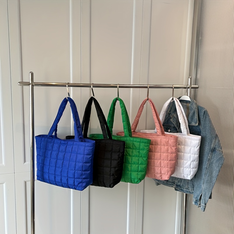 Women Quilted Tote Handbags Versatile Padded Shoulder Bag Large