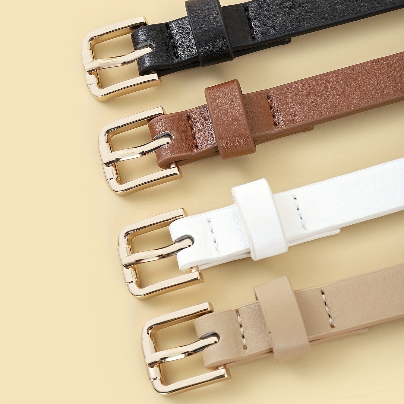 Square Pin Buckle Belt Set PU Vintage Jeans Pants Belt Women