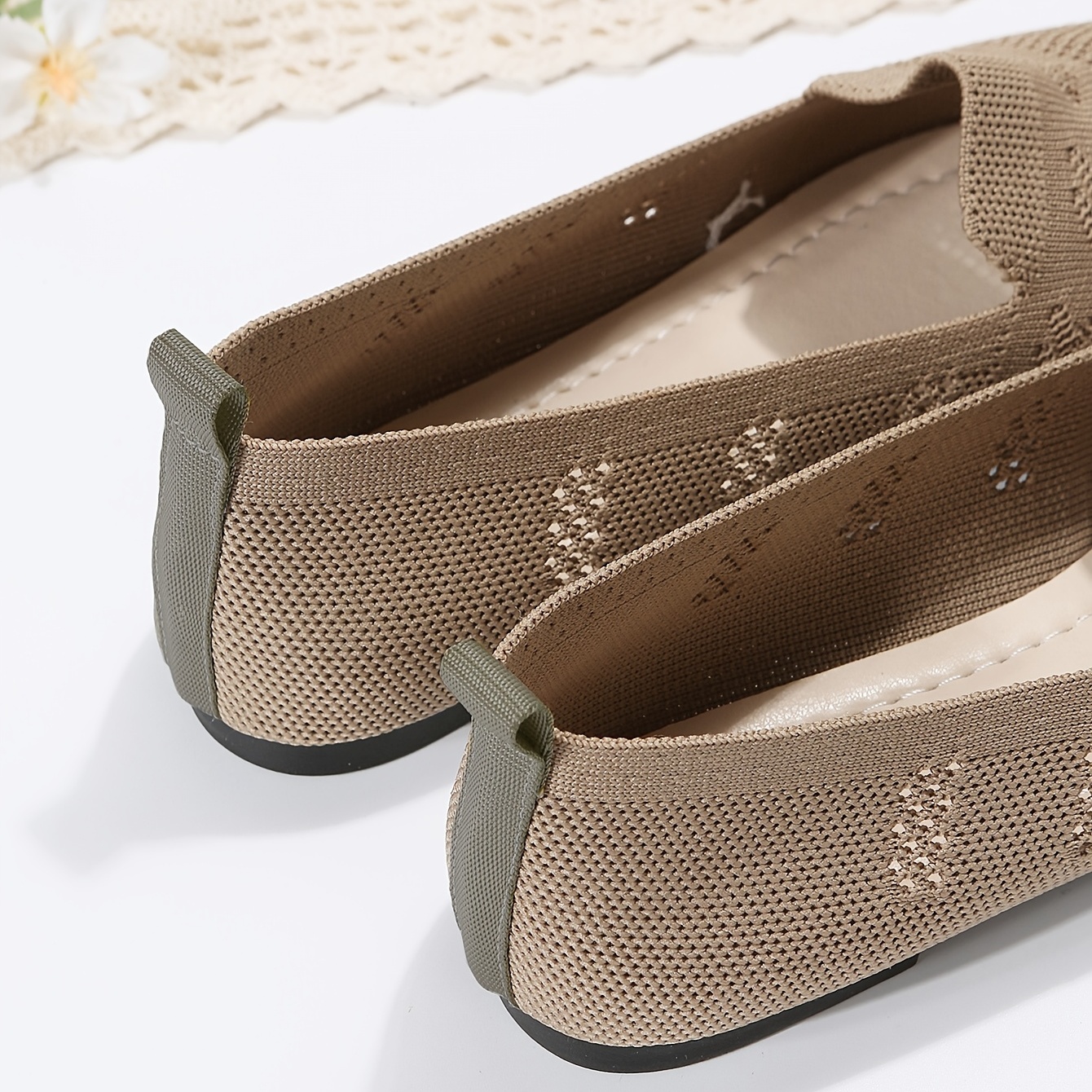 Summer Chic Women's Breathable Mesh Slip-On Flats Comfortable Soft Sole,  Lightweight Casual Shoes with Open Toe Design