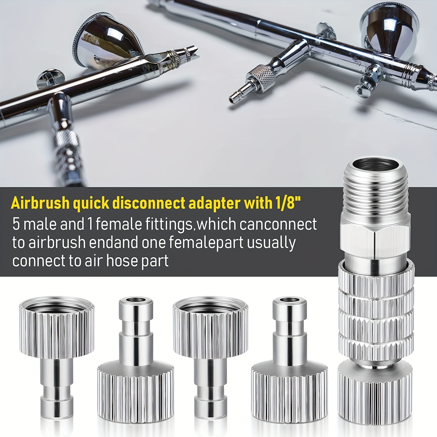 Master Airbrush Brand Airbrush Quick Release Disconnect Coupler with Plug  1/8 in. BSP Male and Female Hose Connections