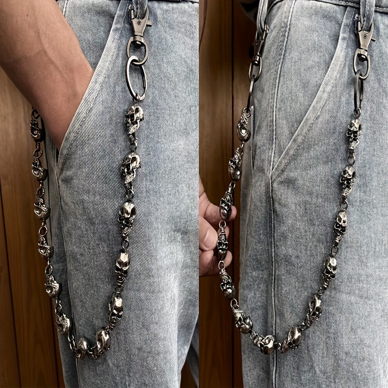 Fashion Men's Womens Double Bead Stainless Steel Pants Chain