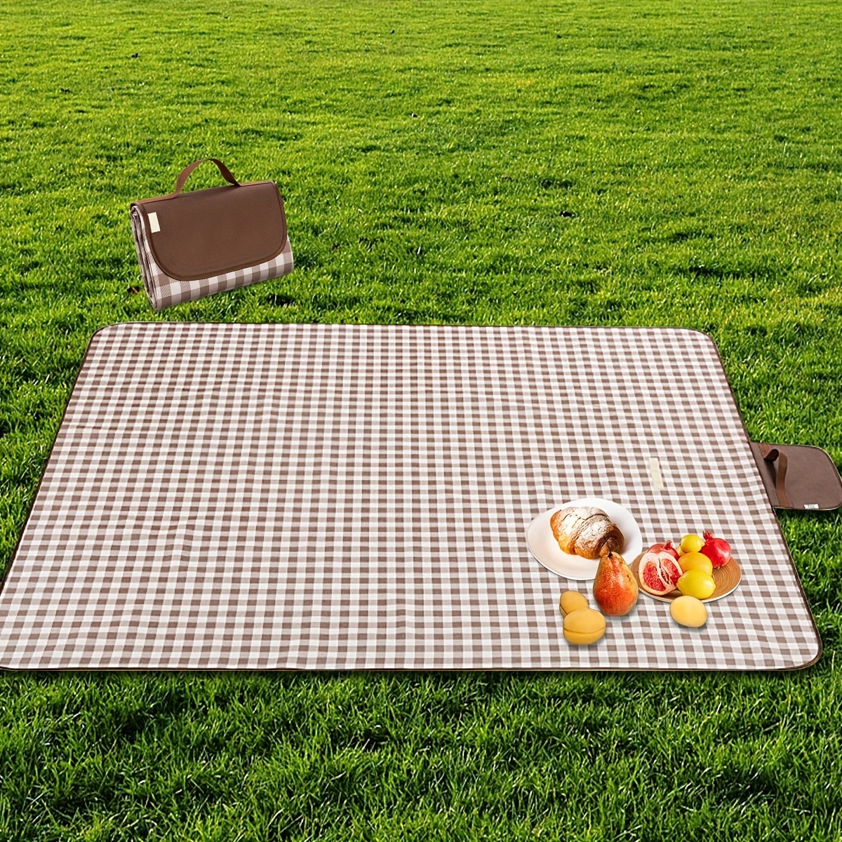  Manta de picnic extragrande, impermeable, 80 x 80 pulgadas,  manta de picnic a cuadros para playa, al aire libre, camping sobre hierba  (rojo y blanco) : Patio, Césped y Jardín