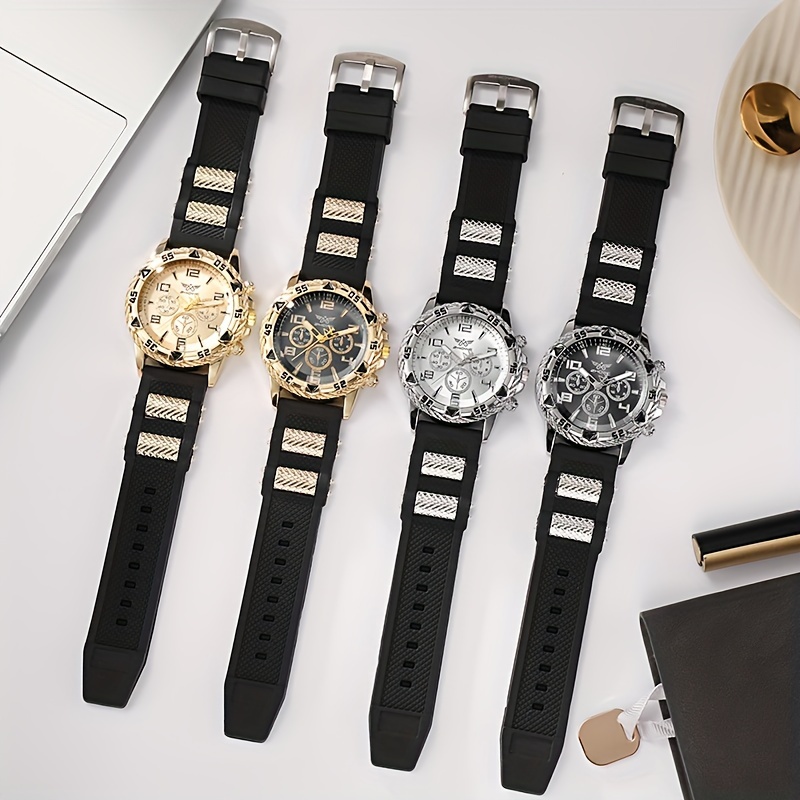 Big Dial Sports Men's Watch Fashion Silica Gel Strap - Temu