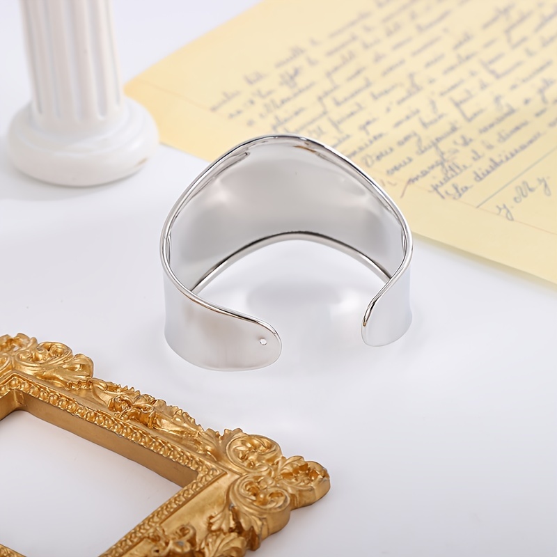 Vintage Silver Plated Open Cuff Bracelet, Irregular Design