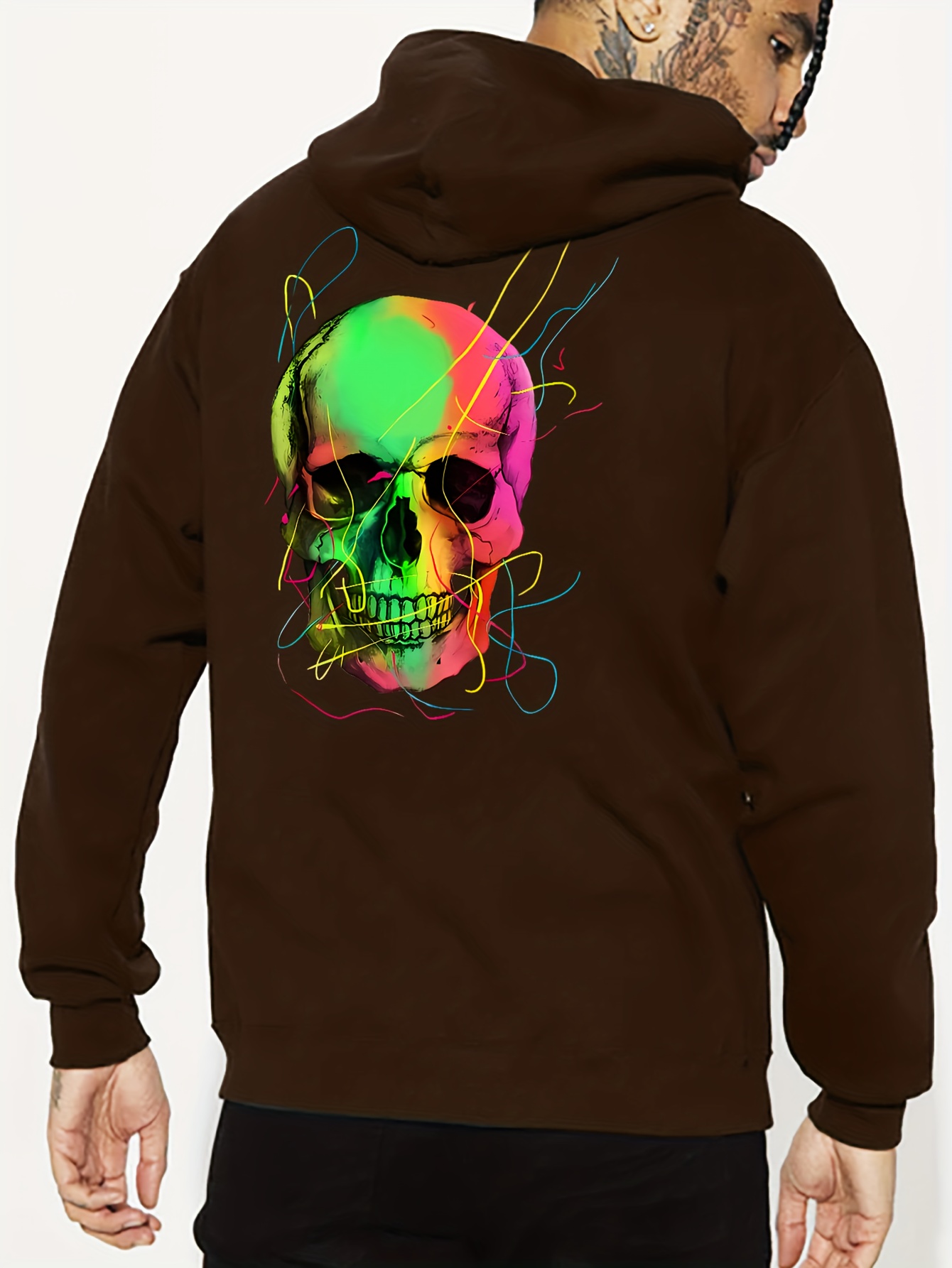 Horror Skull Print Hoodie Cool Hoodies For Men Mens Casual Graphic Design  Pullover Hooded Sweatshirt With Kangaroo Pocket Streetwear For Winter Fall  As Gifts, High-quality & Affordable