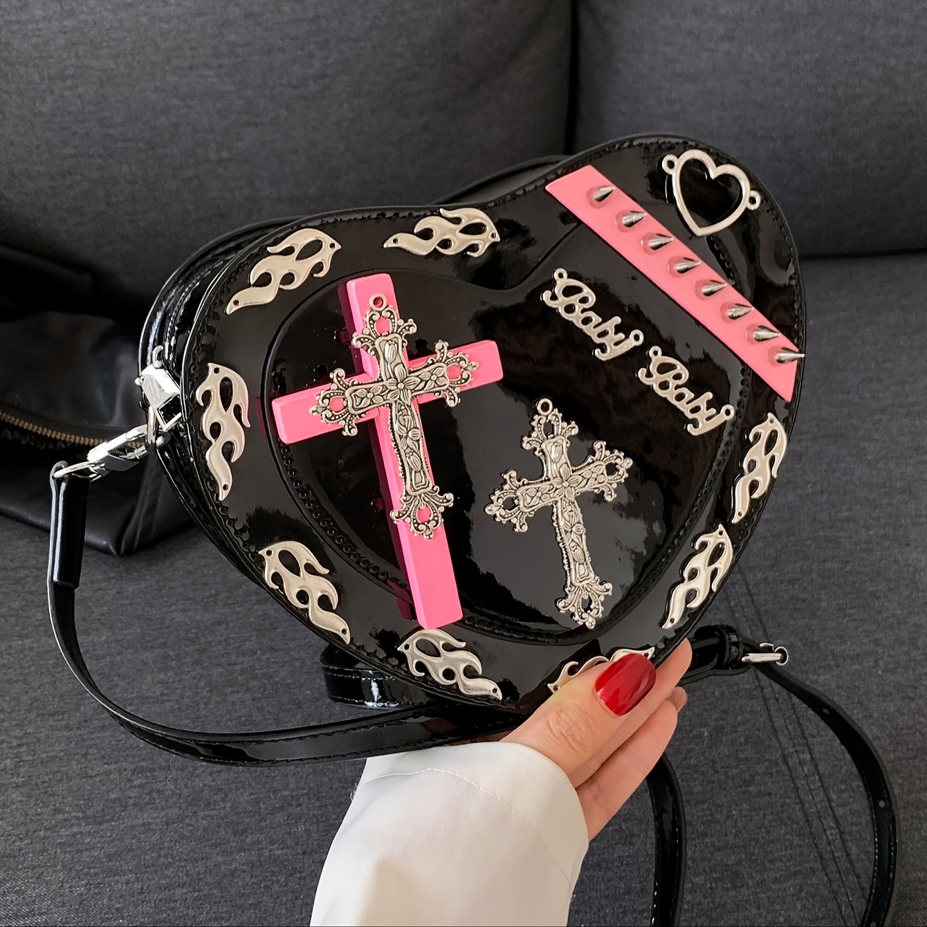 Mini Heart Shaped Novelty Bag, Y2k Fashion Crossbody Bag, Women's