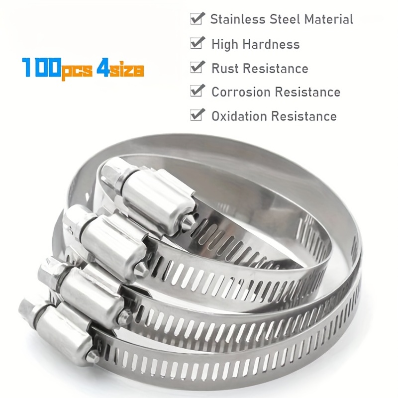 Hose Clamp, 20 Pack Stainless Steel Adjustable 6-12mm Size Range Worm Gear  Fuel Line Clamp for Plumbing, Automotive And Mechanical Application