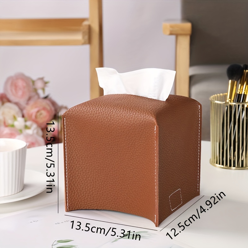 1pc Decorative Tissue Box Cover V Opening High Quality Tissue Holder Pu  Leather Tissue Storage Bag Multi Purpose Solid Color Napkin Paper Box For  Bathroom Office Bedroom Living Room Car