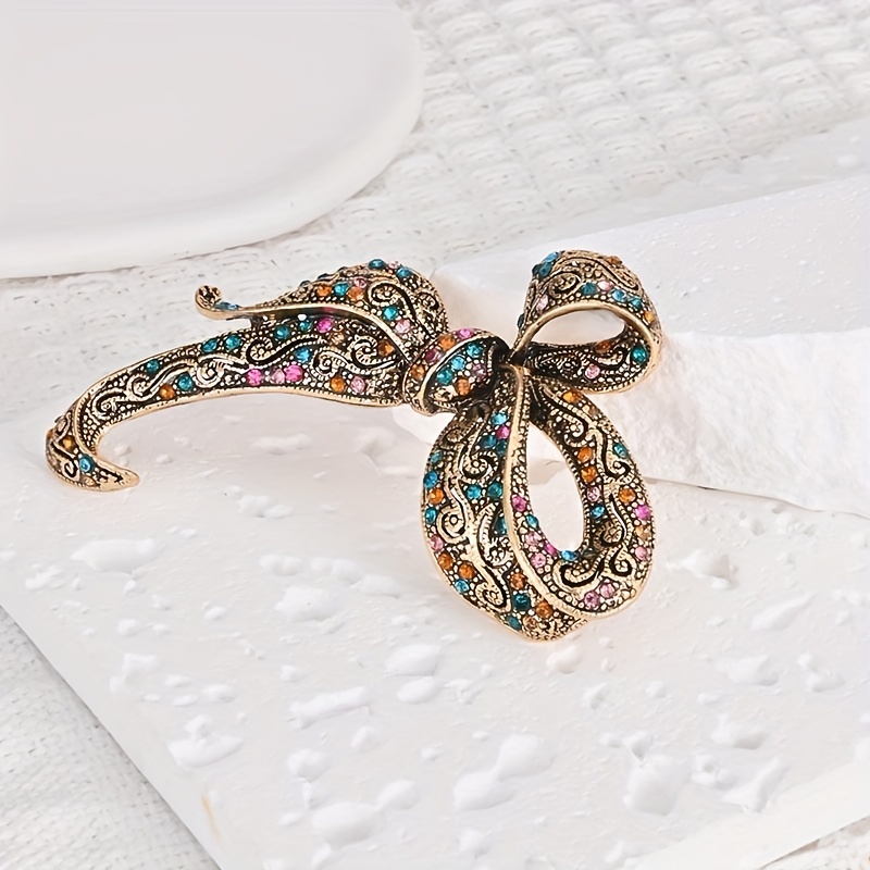 Bowknot Rhinestone Brooch, Vintage Clothing Accessory