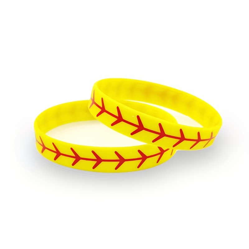 1pc Baseball & Softball Cheer Up Silicone Bracelet Home Run Play Ball Slogan Graphic Sports Wristband,Temu