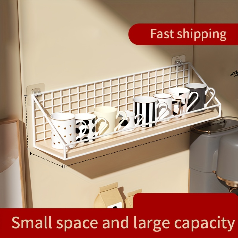 1pc Wall-Mounted Bathroom Shelf Wall Organizer Shelf Hanging Human