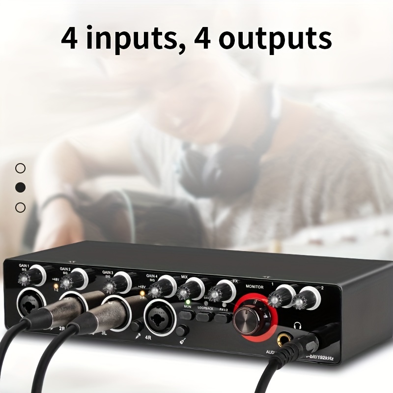 Audio Interface USB Audio Interface with Mic Preamplifier USB Audio Mixer  Recorder with 48V Phantom Power, 24 Bit, Support Tablet, Computers and  Other