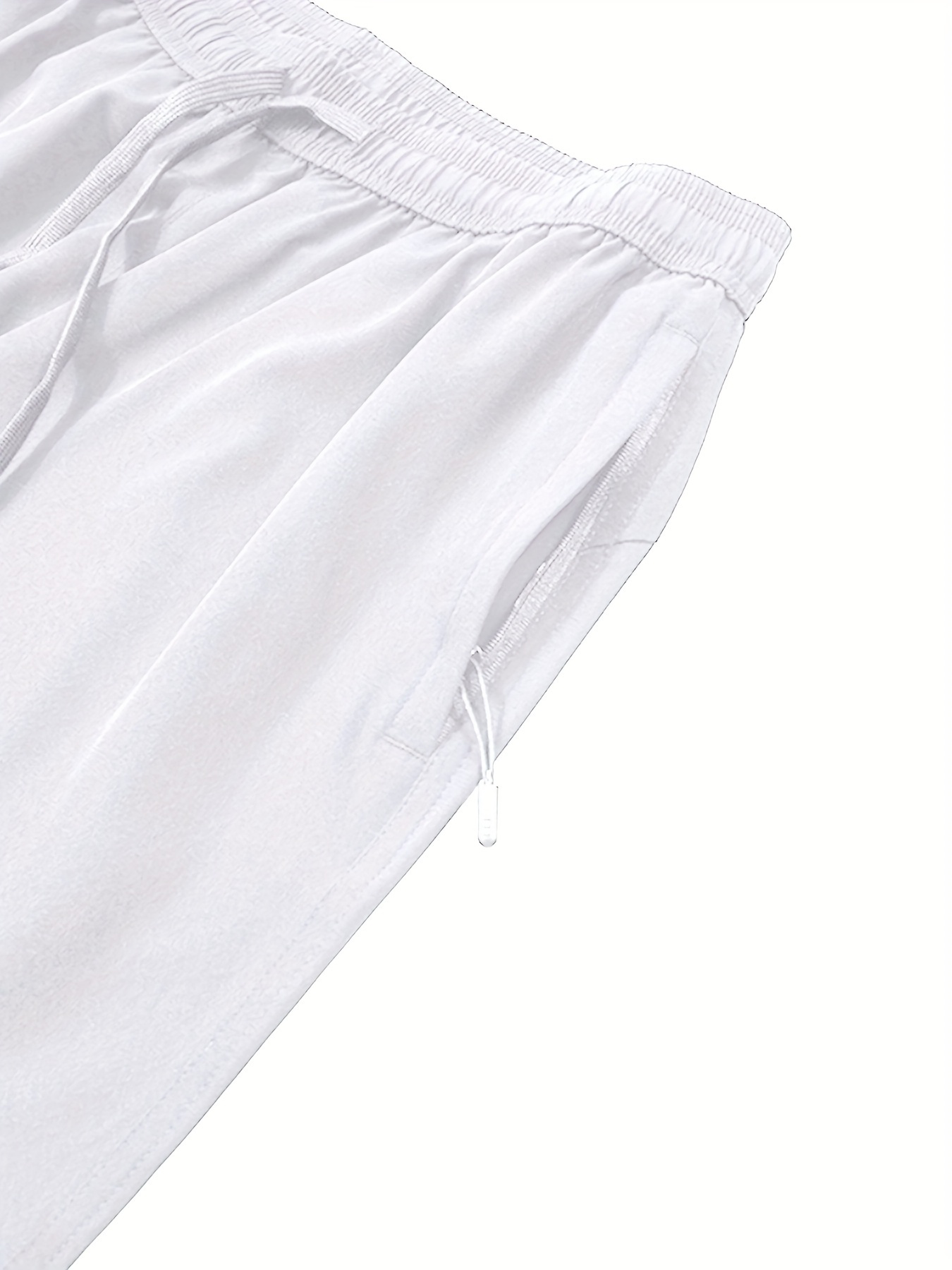 Men's Breathable Solid Quick Dry Shorts With Side Pockets, Summer Drawstring Elastic Waist Loose Fit Shorts For Running, Fitness, Training