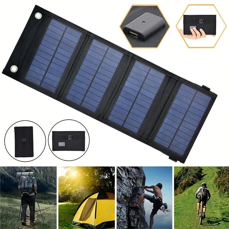 Foldable Solar Panel Kit Usb Sunpower Solar Cells Bank Pack Waterproof Solar  Plate For Outdoor Camping Hiking Charger - Temu