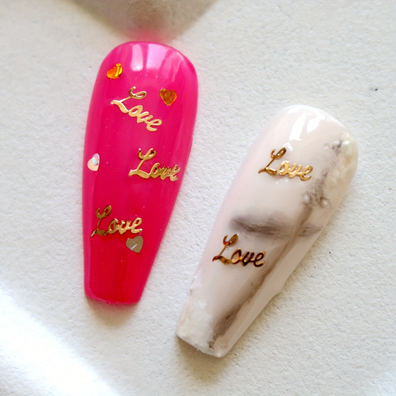 Golden Love Letter Nail Charms For Women Stylish Nail Art - Temu