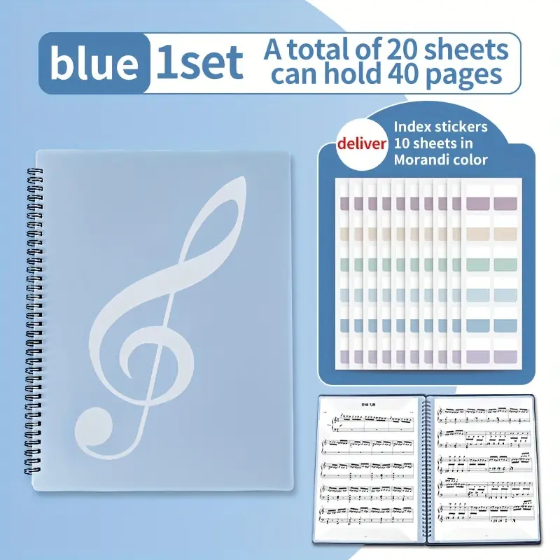 20 Sheet Music Clip Sheet, A4 Classeur de fichiers, Classeur de musique  portable à plusieurs couches